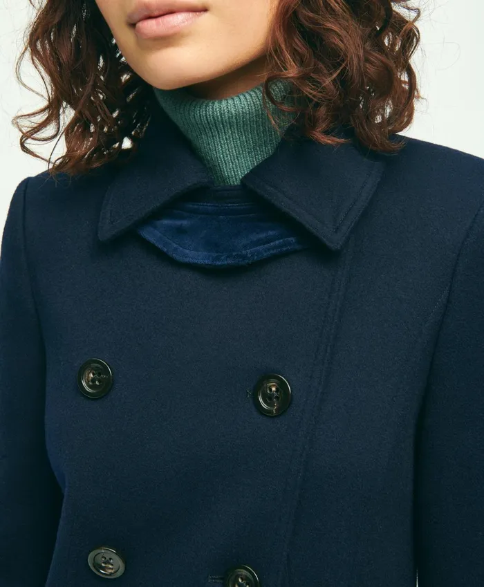 Coats andamp Jackets Women Brooks Brothers Brushed Wool DoubleBreasted Coat Navy