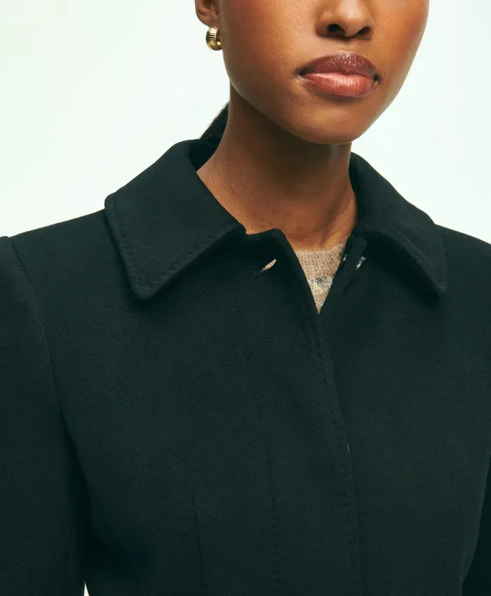 Coats andamp Jackets Women Brooks Brothers Brushed Wool Twill Wrap Coat Black