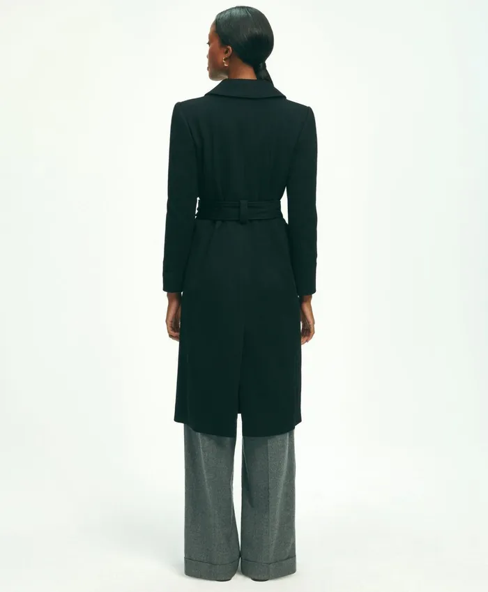 Coats andamp Jackets Women Brooks Brothers Brushed Wool Twill Wrap Coat Black
