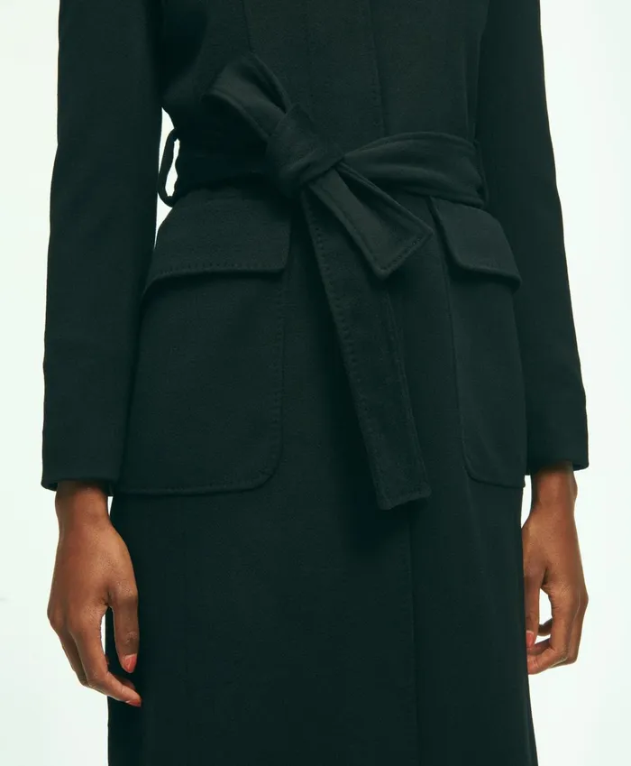 Coats andamp Jackets Women Brooks Brothers Brushed Wool Twill Wrap Coat Black