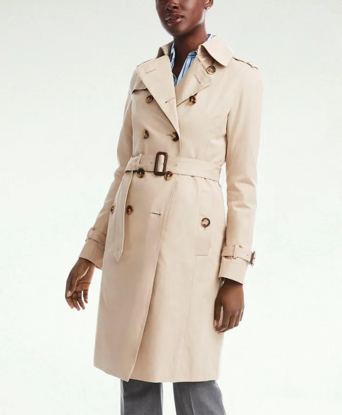 Coats andamp Jackets Women Brooks Brothers Cotton Trench Coat Khaki