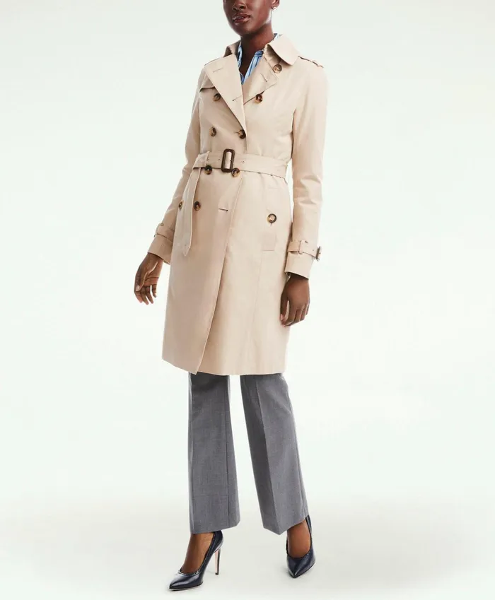 Coats andamp Jackets Women Brooks Brothers Cotton Trench Coat Khaki