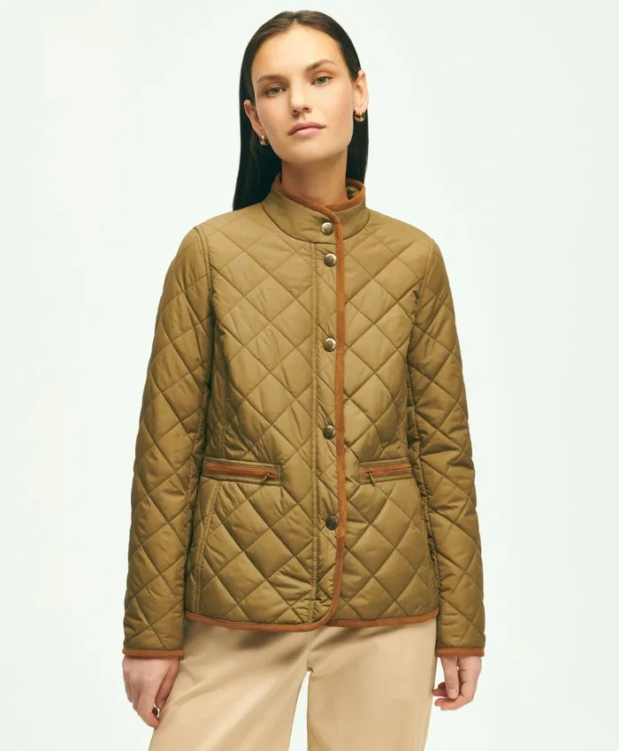 Coats andamp Jackets Women Brooks Brothers WaterRepellant Quilted Jacket Dark Green