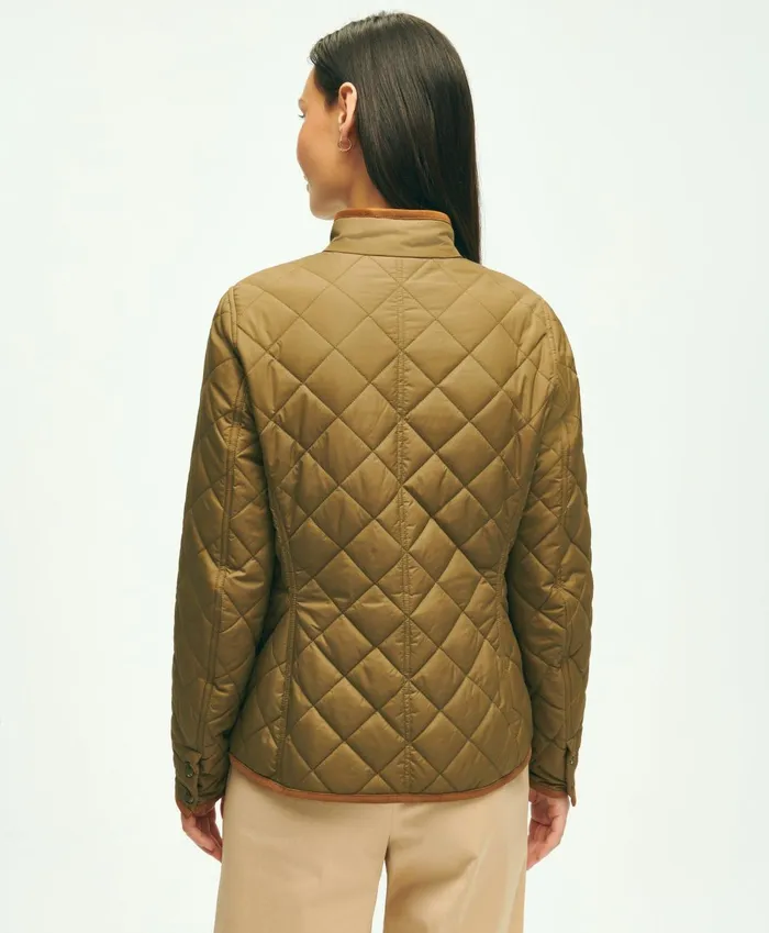 Coats andamp Jackets Women Brooks Brothers WaterRepellant Quilted Jacket Dark Green