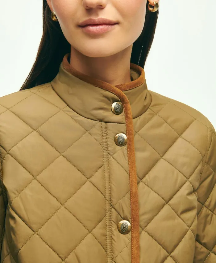 Coats andamp Jackets Women Brooks Brothers WaterRepellant Quilted Jacket Dark Green