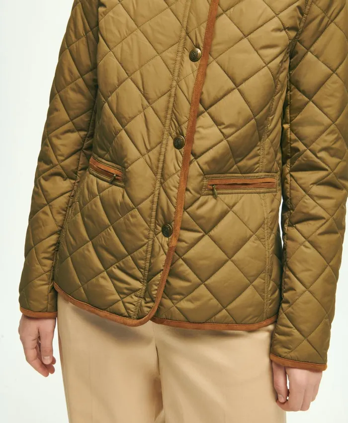 Coats andamp Jackets Women Brooks Brothers WaterRepellant Quilted Jacket Dark Green