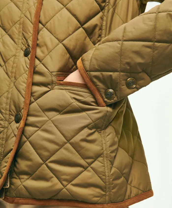 Coats andamp Jackets Women Brooks Brothers WaterRepellant Quilted Jacket Dark Green