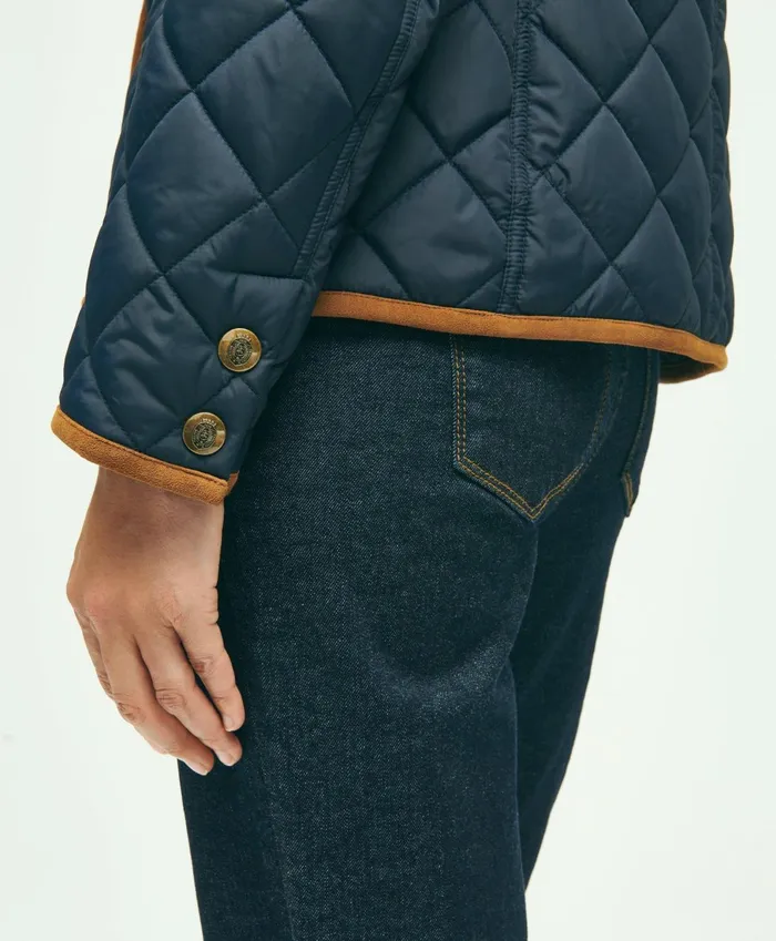 Coats andamp Jackets Women Brooks Brothers WaterRepellant Quilted Jacket Navy