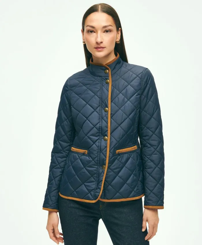 Coats andamp Jackets Women Brooks Brothers WaterRepellant Quilted Jacket Navy