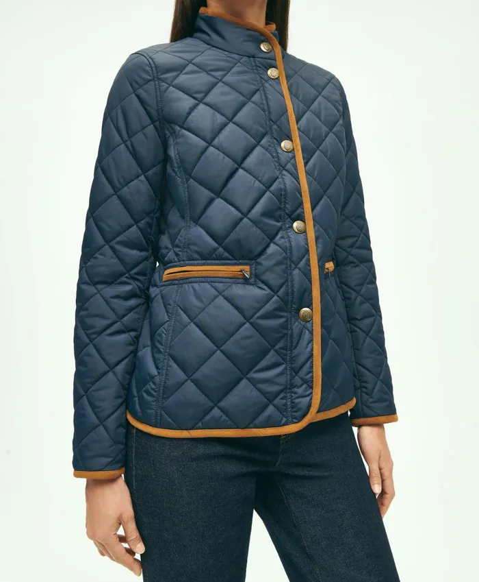 Coats andamp Jackets Women Brooks Brothers WaterRepellant Quilted Jacket Navy