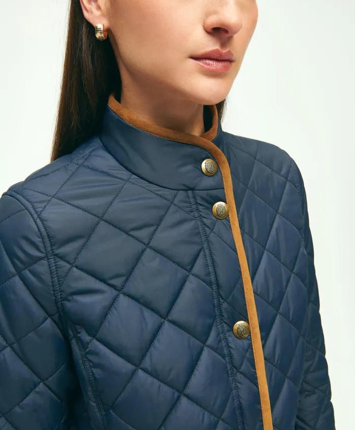 Coats andamp Jackets Women Brooks Brothers WaterRepellant Quilted Jacket Navy