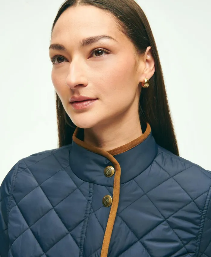Coats andamp Jackets Women Brooks Brothers WaterRepellant Quilted Jacket Navy