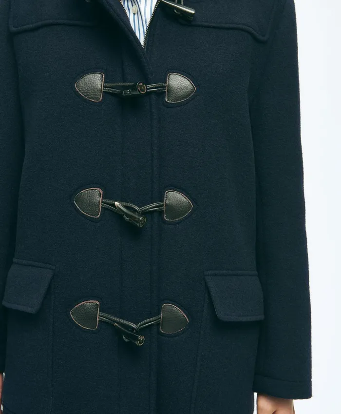Coats andamp Jackets Women Brooks Brothers Wool Twill Hooded Toggle Coat Navy