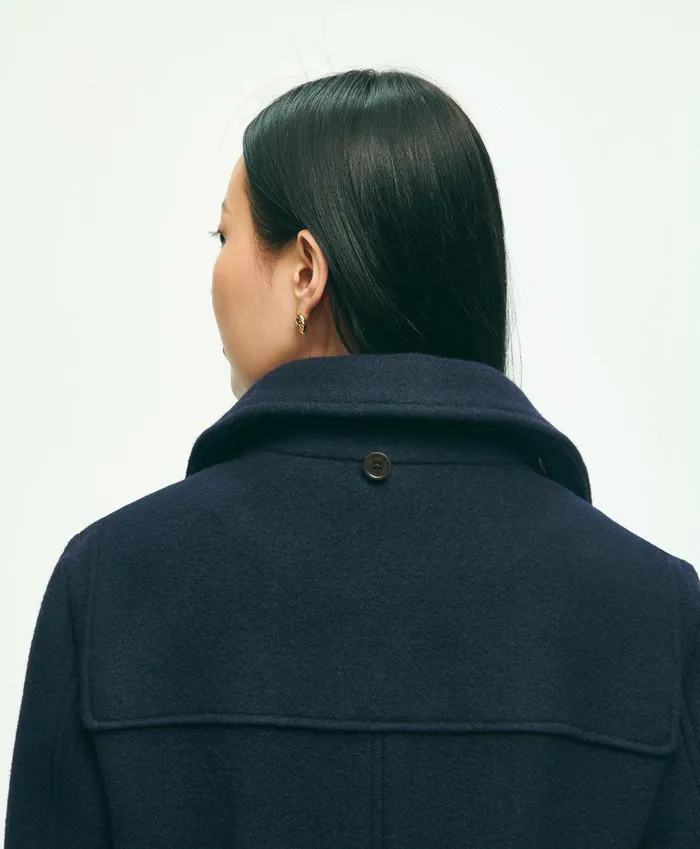 Coats andamp Jackets Women Brooks Brothers Wool Twill Hooded Toggle Coat Navy