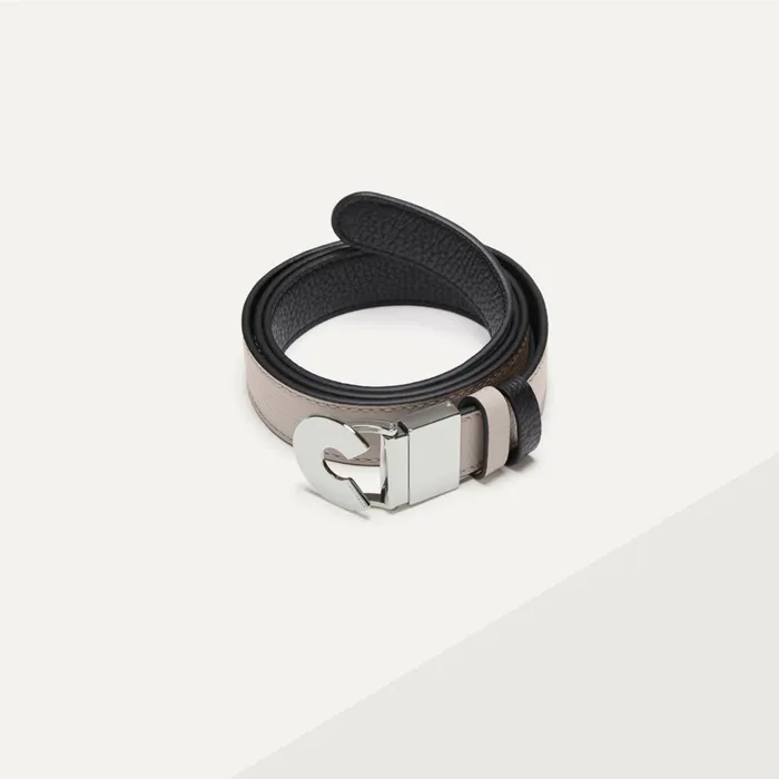 Coccinelle Belts Logo C Reversible Shiny Goat Light Greynoir 8211 Women