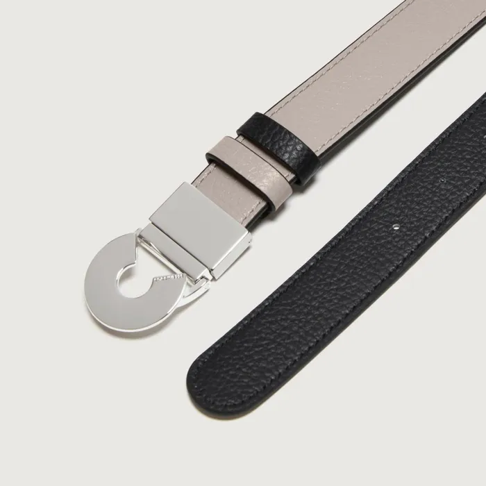 Coccinelle Belts Logo C Reversible Shiny Goat Light Greynoir 8211 Women