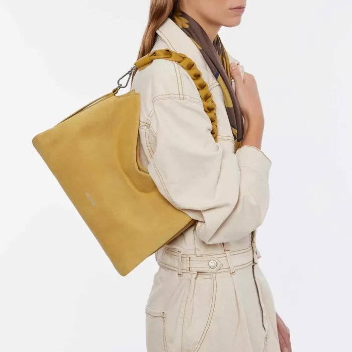 Coccinelle Shoulder Bags Boheme Suede Bimaterial Medium Citronella 8211 Women