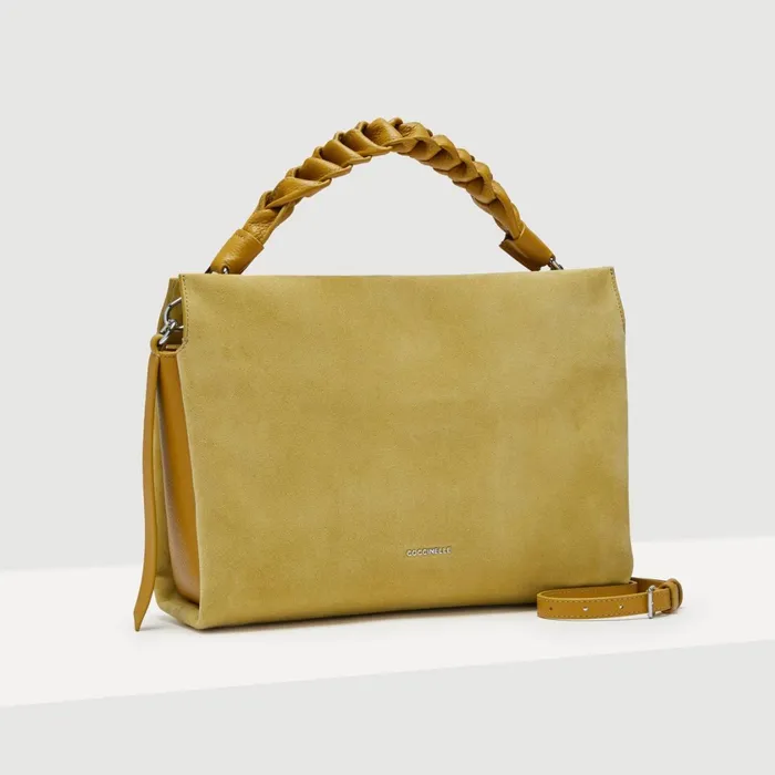 Coccinelle Shoulder Bags Boheme Suede Bimaterial Medium Citronella 8211 Women