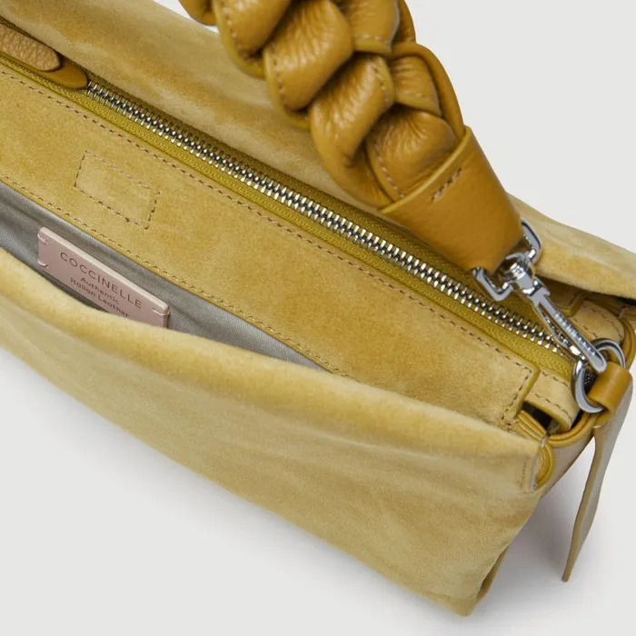 Coccinelle Shoulder Bags Boheme Suede Bimaterial Medium Citronella 8211 Women