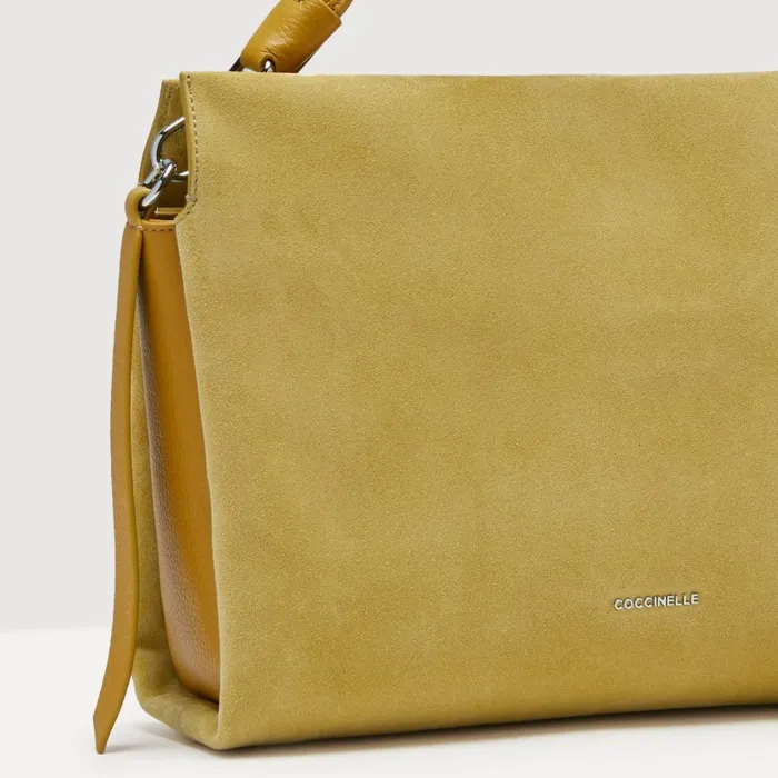 Coccinelle Shoulder Bags Boheme Suede Bimaterial Medium Citronella 8211 Women