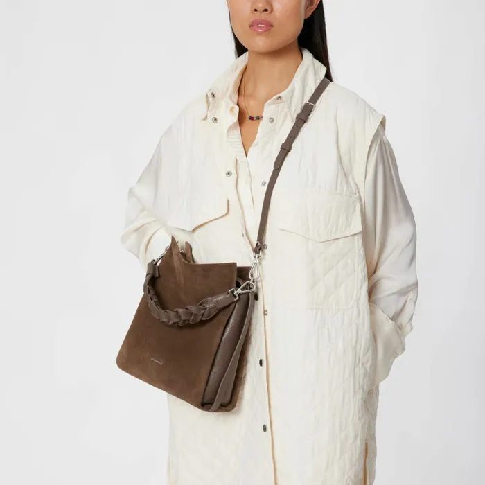 Coccinelle Shoulder Bags Boheme Suede Bimaterial Medium Coffeecoffee 8211 Women