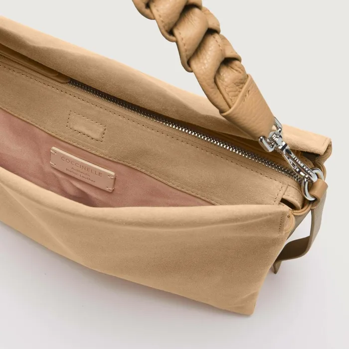 Coccinelle Shoulder Bags Boheme Suede Bimaterial Medium Fresh Beige 8211 Women