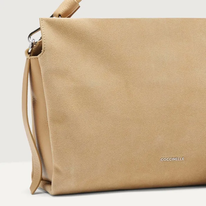 Coccinelle Shoulder Bags Boheme Suede Bimaterial Medium Fresh Beige 8211 Women