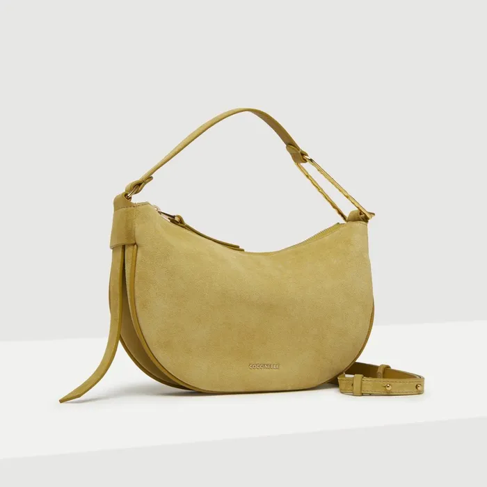 Coccinelle Shoulder Bags Priscilla Suede Droplet Small Citronella 8211 Women