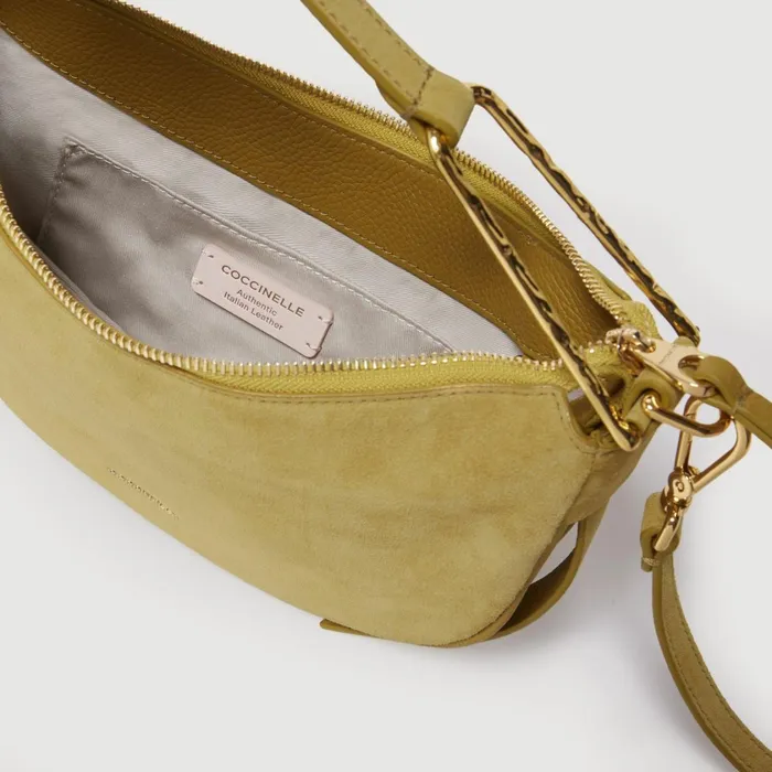 Coccinelle Shoulder Bags Priscilla Suede Droplet Small Citronella 8211 Women