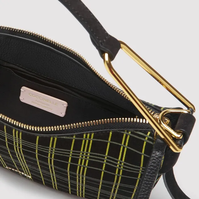 Coccinelle Shoulder Bags Priscilla Suede Tartan Print Small Multi Noirnoir 8211 Women