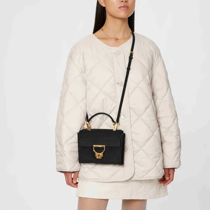 Coccinelle Top Handle Bag Arlettis Suede Droplet Small Noir 8211 Women