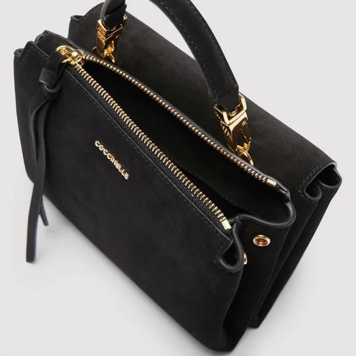 Coccinelle Top Handle Bag Arlettis Suede Droplet Small Noir 8211 Women