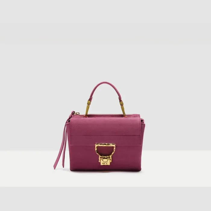 Coccinelle Top Handle Bag Arlettis Suede Droplet Small Pulp Pink 8211 Women