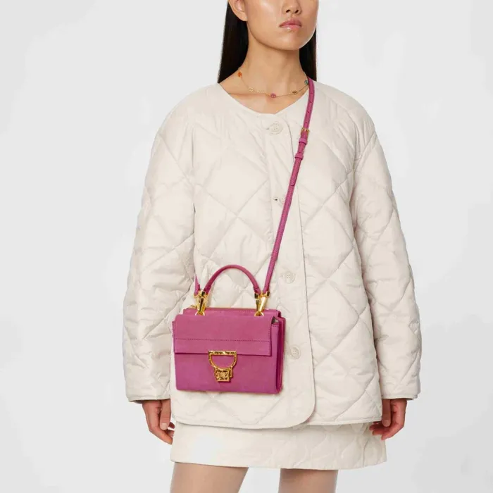 Coccinelle Top Handle Bag Arlettis Suede Droplet Small Pulp Pink 8211 Women