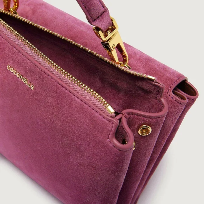 Coccinelle Top Handle Bag Arlettis Suede Droplet Small Pulp Pink 8211 Women
