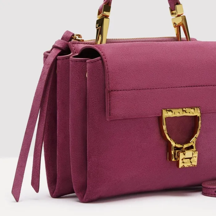 Coccinelle Top Handle Bag Arlettis Suede Droplet Small Pulp Pink 8211 Women