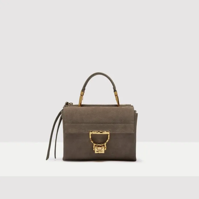 Coccinelle Top Handle Bag Arlettis Suede Droplet Small Warm Taupe 8211 Women