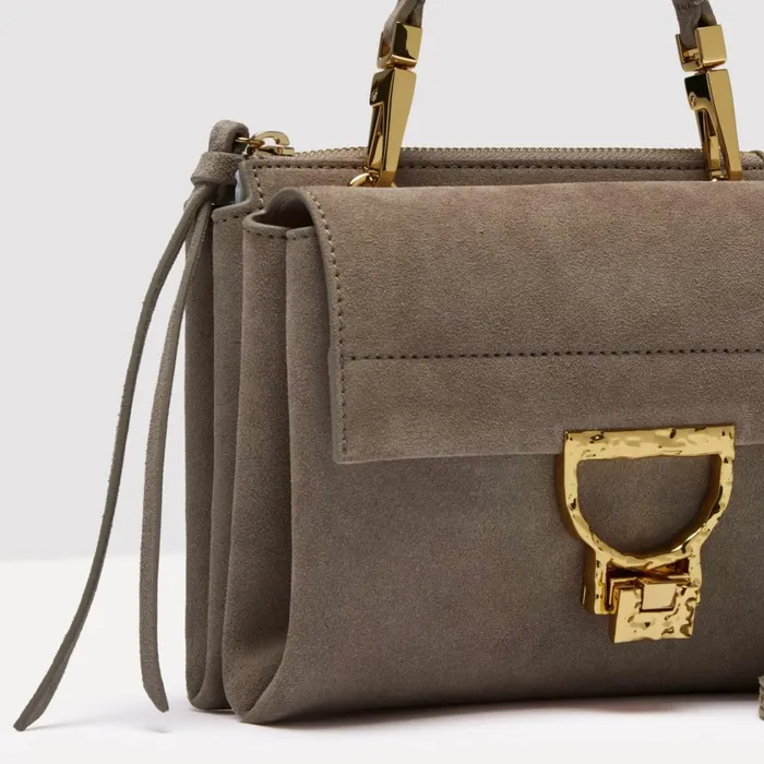 Coccinelle Top Handle Bag Arlettis Suede Droplet Small Warm Taupe 8211 Women