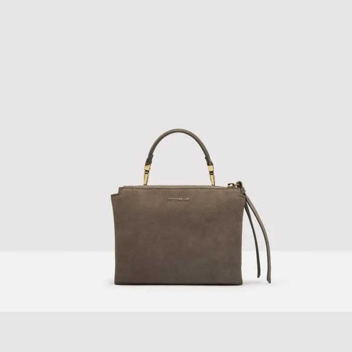 Coccinelle Top Handle Bag Arlettis Suede Droplet Small Warm Taupe 8211 Women