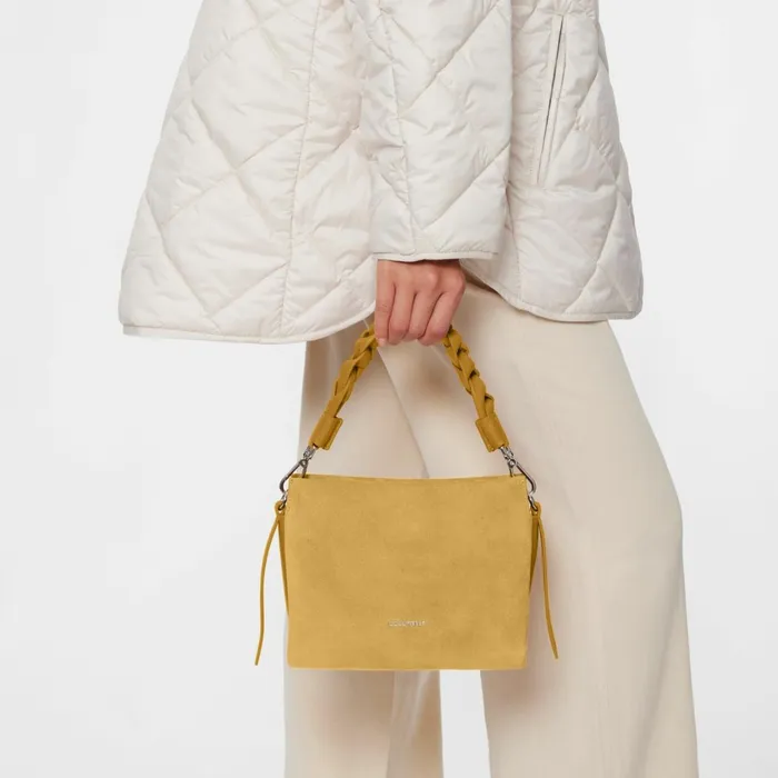 Coccinelle Top Handle Bag Boheme Suede Bimaterial Small Citronella 8211 Women