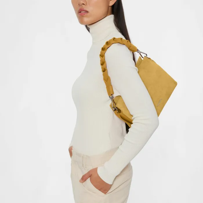 Coccinelle Top Handle Bag Boheme Suede Bimaterial Small Citronella 8211 Women