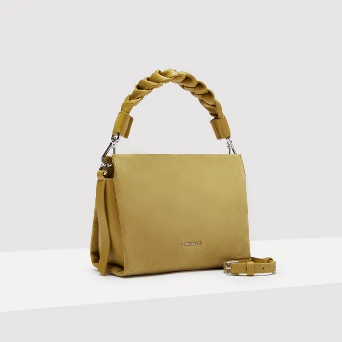 Coccinelle Top Handle Bag Boheme Suede Bimaterial Small Citronella 8211 Women