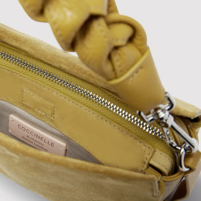 Coccinelle Top Handle Bag Boheme Suede Bimaterial Small Citronella 8211 Women