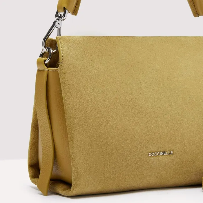 Coccinelle Top Handle Bag Boheme Suede Bimaterial Small Citronella 8211 Women