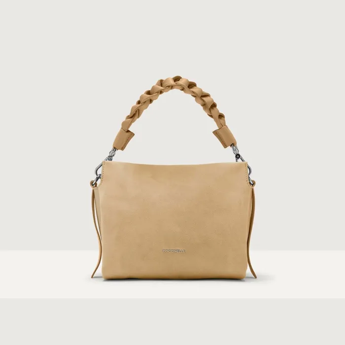 Coccinelle Top Handle Bag Boheme Suede Bimaterial Small Fresh Beige 8211 Women