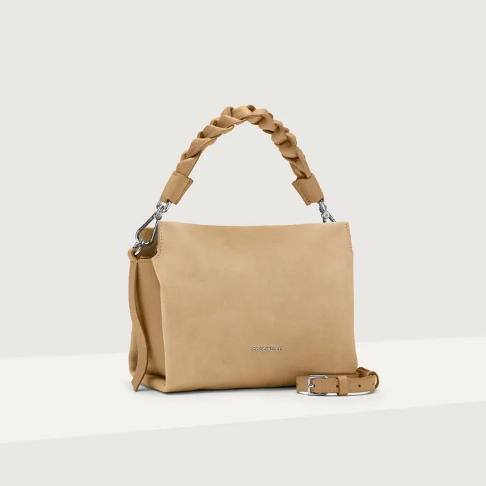 Coccinelle Top Handle Bag Boheme Suede Bimaterial Small Fresh Beige 8211 Women