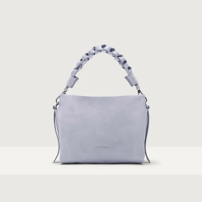 Coccinelle Top Handle Bag Boheme Suede Bimaterial Small Mist Blue 8211 Women