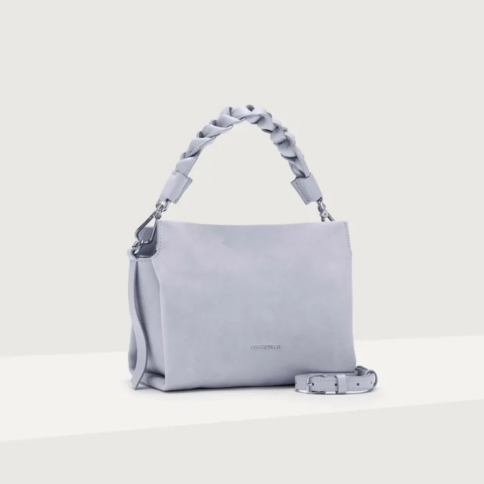 Coccinelle Top Handle Bag Boheme Suede Bimaterial Small Mist Blue 8211 Women