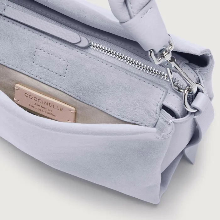Coccinelle Top Handle Bag Boheme Suede Bimaterial Small Mist Blue 8211 Women
