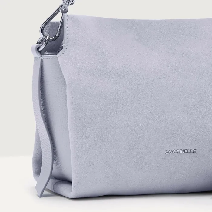 Coccinelle Top Handle Bag Boheme Suede Bimaterial Small Mist Blue 8211 Women